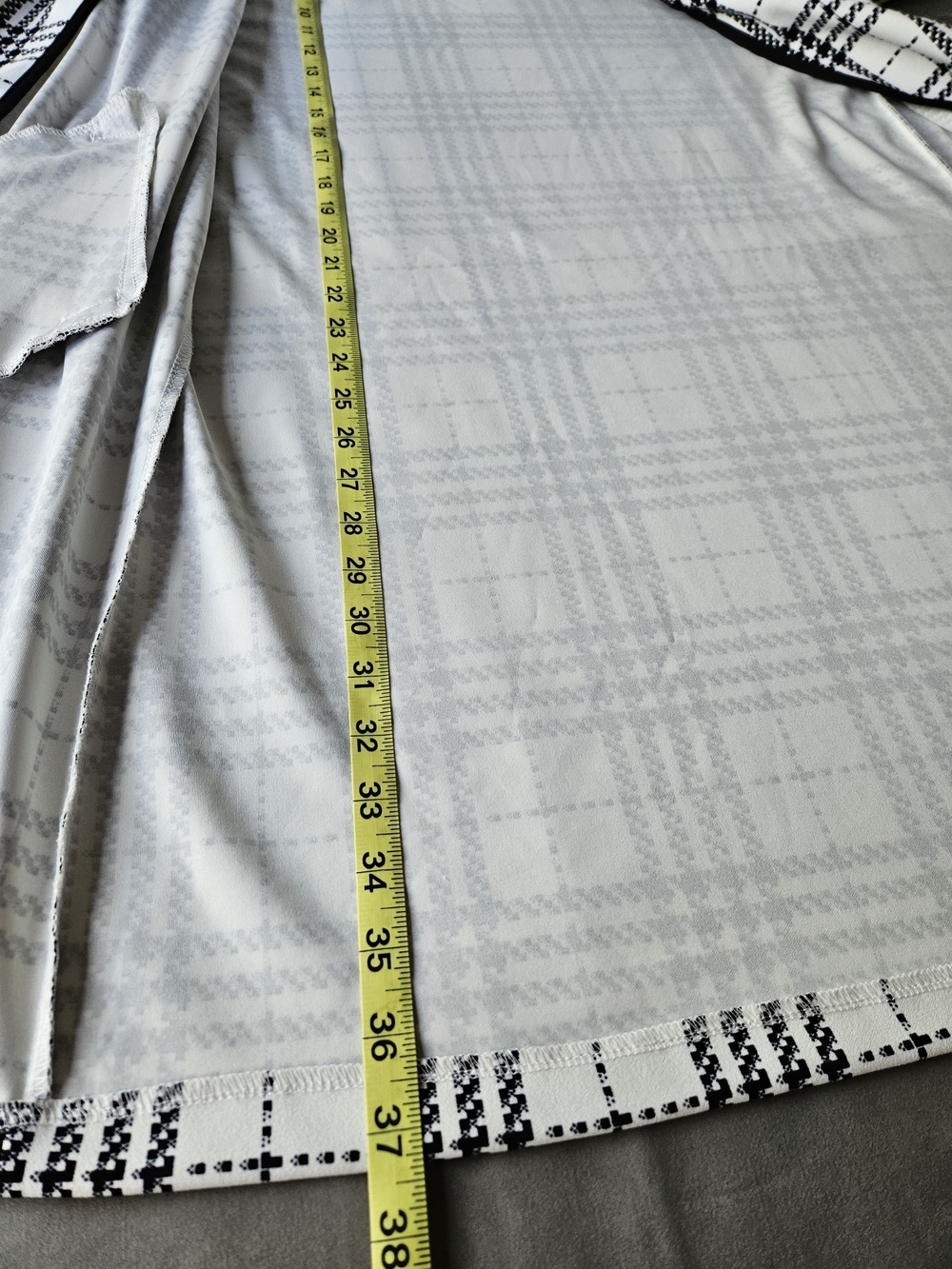 MELLODAY Black White Plaid Open Front Longline Jacket Coat - Picture 11 of 16